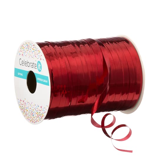 Celebrate It 3/16 Red Glitter Curling Ribbon - Each